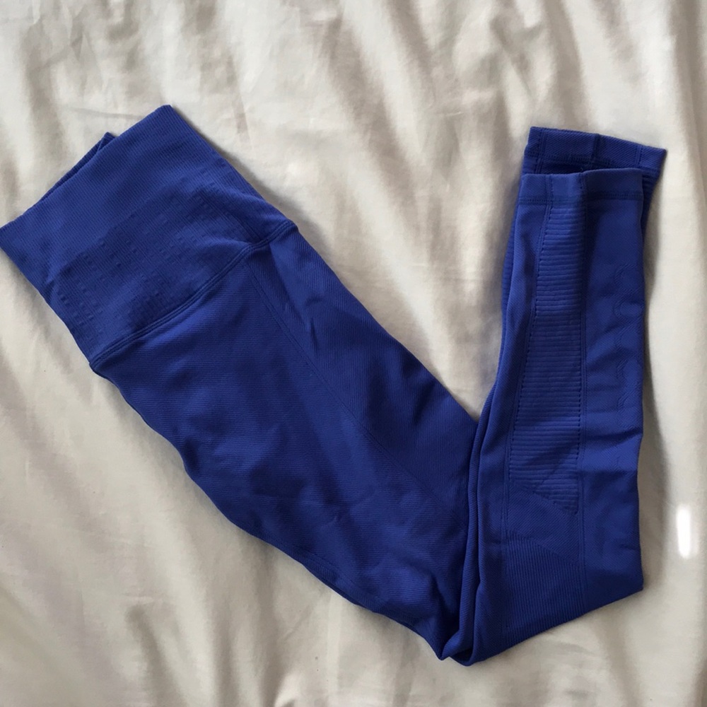 Full length blue high waisted leggings